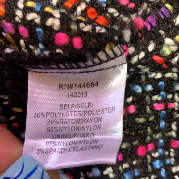 Blush Noir Black Blue Multicolor Tweed Wrap Skirt NWT - Picture 15 of 16